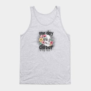 One Day Closer Floral Skull Tank Top